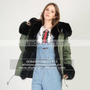 Myfur Luxury Fox Body Fur Trimmed Ladies Parka Jackets Wholesale photo-3