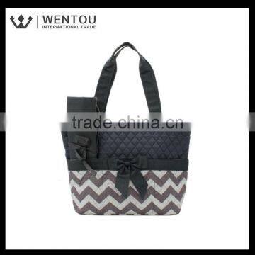 Cute Zig Zag Stripe Quilted Baby Diaper Bag photo-2
