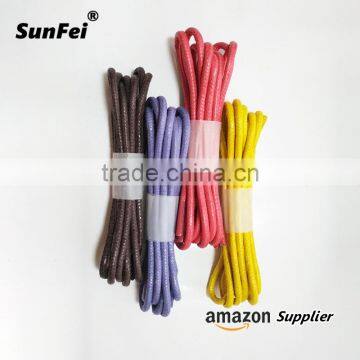Round Yellow Waxed Cotton Lace Up Shoelaces for Work Boots Canvas - 2.5mm Round Custom Length 24" 27" 30" 36" 45" 54" 63" 72" photo-2