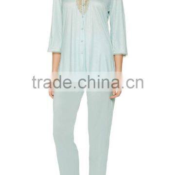 Wholesale Best Selling Women's Sleepwear Lace-Trimmed Stretch Jersey Pajamas Set