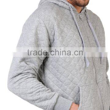 Mens Quilted Plain Hoodie Sweatshirt Winter Jacket