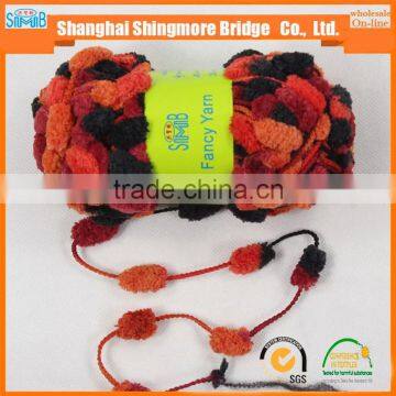 oeko tex fancy yarn supplier shingmore bridge cheap sales high quality polyester thick yarn with pompom