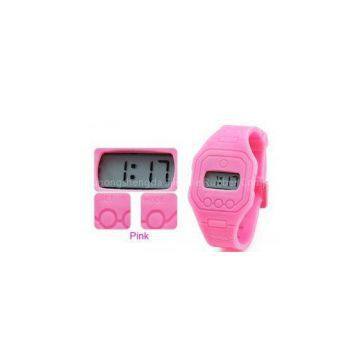 Pink Super Slim 7 mm Thickness EL Light Ultra Thin Silicone Digital Watch Promotion Gift
