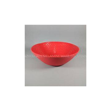 Red Solid Color Hammer Sand Finish Melamine Soup Serving Bowl