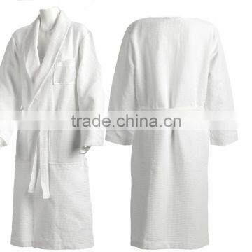 Hotel plus size cotton waffle bathrobe white yellow colors