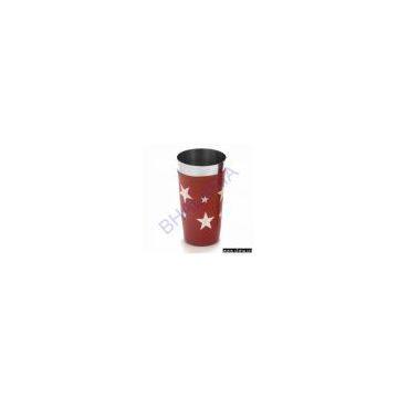 Bar Shaker 28 Oz Red Plastic Coated With Printing