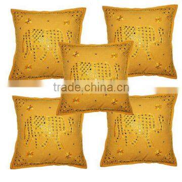 Handmade mirror work Pillow Cushion Cover