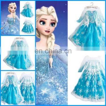 Children size elsa costume beautiful frozen elsa dress cosplay costume for baby girl FC2123