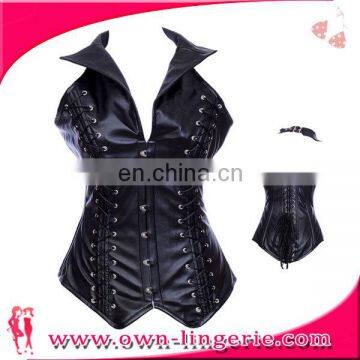 High Quality Waist Shaper Corset Ladies Leather Corset Steampunk Corset photo-4