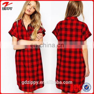 2014 Latest Fashion Lady Shirt Dress/Plaid Shirt Dress/Women Long Shirt