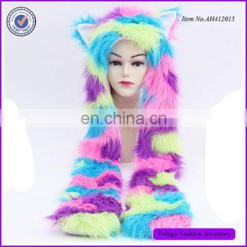 Multi-Color Faux Fur Animal Hat Winter Cap Cosplay Animal Hoodies Fur Hood