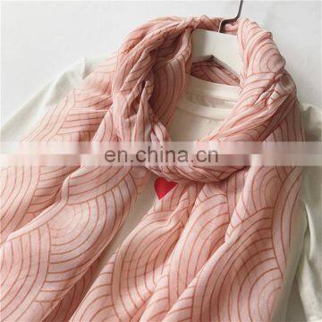New Fashion Wind Spring Summer Silk Sunscreen Sweet Pink Printed Stripe Shawl Scarf Geometry Thin Beach photo-3
