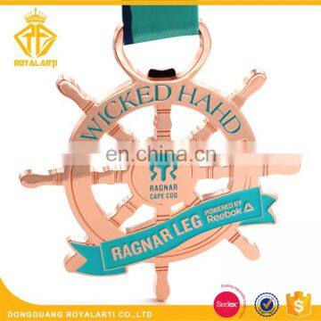 Factory Price Cut-out Rudder Medal in Shiny Copper Plating