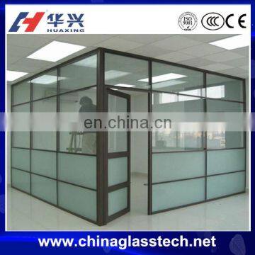 CE approved frosted glass Commercial customized automatic tempered glass pivoting door