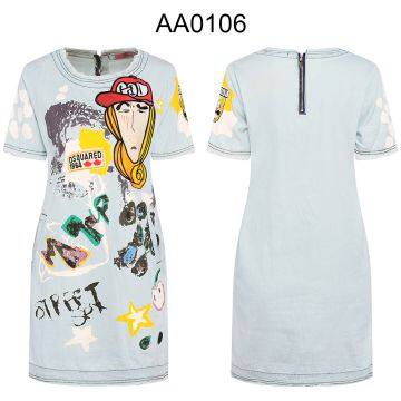 Light Wash Denim Skirt Fashion Lady Vintage photo-2