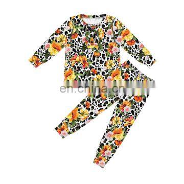 Long sleeve soft baby girls pajamas with printing patterns