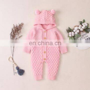 2020 Ins Autumn Full Sleeves Knitting Hooded Baby Bodysuits