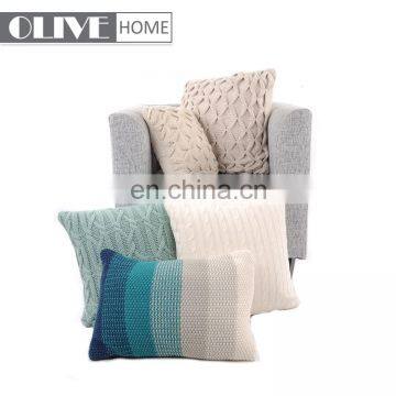 High Quality Home Decorative Light Blue Cushion Cover With Jacquard Cable Knit photo-3