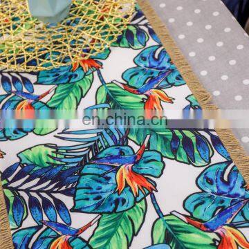 Latest Design Banana Green Leaf Printed Pattern Table Runner for Garden photo-4