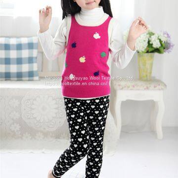 Custom Knitted Cotton Cute Heart Pattern Jacquard Children's Leggings