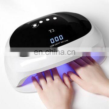 72W powerful UV LED nail lamp dual light source LCD display timer with sensor dry nail gel lamp