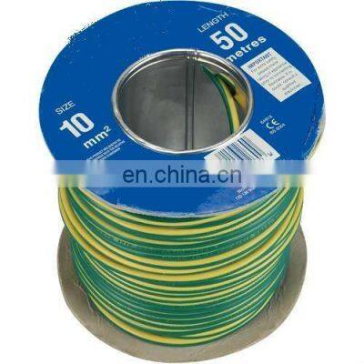 10mm2 THHN THWN G/Y wire Copper core PVC insulated yellow and green cable wire