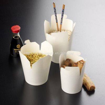 Noodle Paper Boxes -Kraft Cardboard White Pasta Boxes With Folding Lid-Round Bottom Noodle Box photo-3