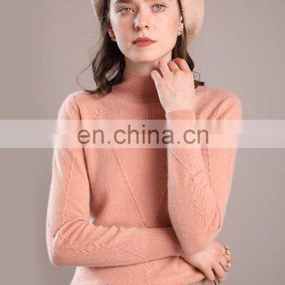 Женская модная свободная вязаная шерстяная свитерка с овальным горловином для зимы photo-5