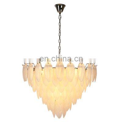 Luxury modern personality  living room  feather leaf glass chandelier