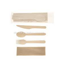 Wooden spoon fork knife FSC certified wooden forks and knives disposable cutlery sets