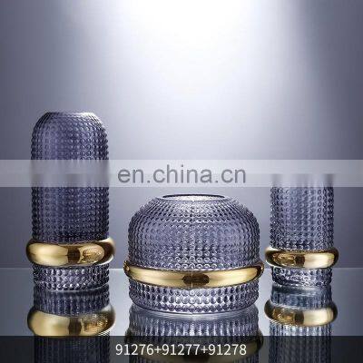 Most Popular Consumer Small Decorative Gold Crystal Glass Tall Vase Flower Vintage Style For Wedding photo-2