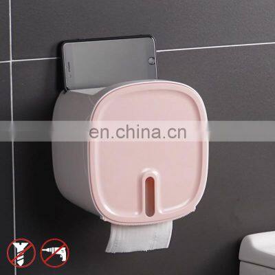 Amazon Hot New Design Magic Portable Removable Adhesive Wall Mounted Tissue Paper Dispenser Box Holder With Compartment