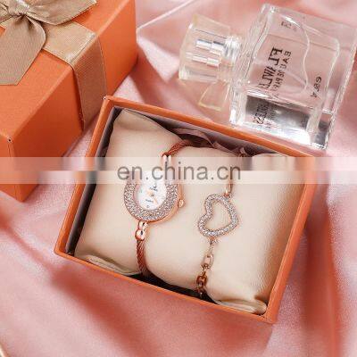 ZONMFEI ZM033-B 2Pcs Sets Ladies Quartz Wristwatch Bracelet Gift Box Women's Watch Set photo-3