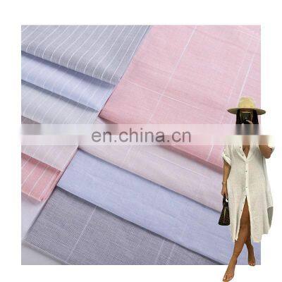 High Quality cotton linen stripe slubbed custom fabric for garment