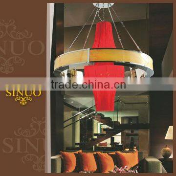 Luxury design good price fashion red fabric chandelier