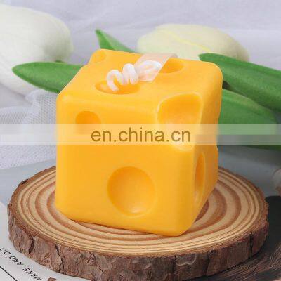 Creative Square Cheese Candle Birthday Home Decoration Cute Non-toxic Cake Topper Scented Candle