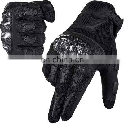 Customized Carbon Fiber Long Factory Touchscreen Full Finger Knuckle Protection Anti Slip Motorcycle Racing Gloves photo-2
