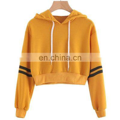 Embroider Logo Sweatshirt Custom Women's Jumper Black Crop Top