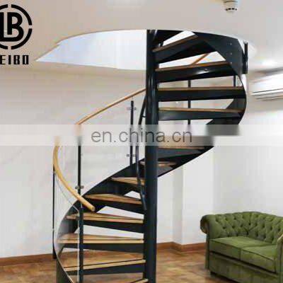 Carbon Steel Structure Iron Balustrade Staircase Wooden Interior Carbon Steel Spiral Staircase photo-5