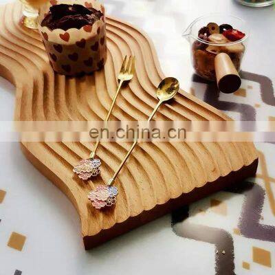 Hot Sale Nordic Arch Wood Serving Tray Bread Tray Wavy Cutting Board Wooden Decor Vietnam Supplier photo-3