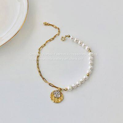 S925 Sterling Silver Asymmetrical Pearl Bracelet photo-2
