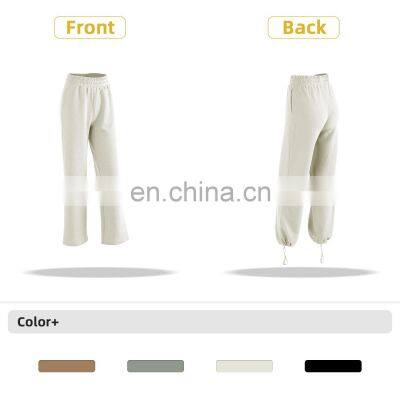 Newly Fall Waffle Adjustable Drawstring Joggers Pants High Waist Yoga Pants With Pockets photo-4