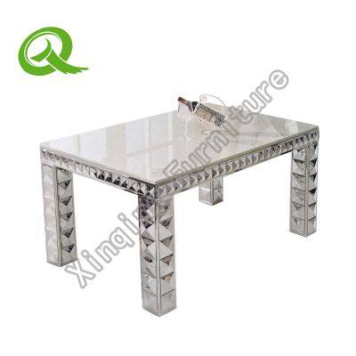 Luxury Wedding Supplies Hotel Furniture Silver Stainless Steel Marble Top Banquet Dining Table