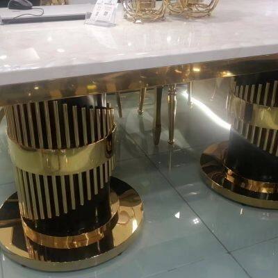 living room furniture marble top gold stainless steel base legs stainless steel hotel banquet dining table