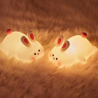 High Quality USB Rechargeable Baby Table Light Custom Silicone Cute Bunny Lamp Kids Night Light Wholesale Rabbit Silicon Lamp photo-2