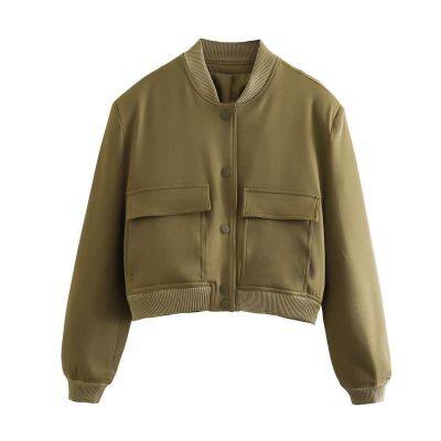 11 Farben, 2025 Frühjahr-Herbst-Neuheit, europ?ische und amerikanische Frauenjacke mit Stehkragen und gro?en Taschen