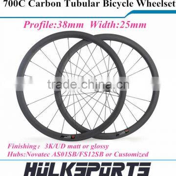 38mm Tubular Carbon Wheelset of 700c Road Bike Wheel with 25mm Basalt Braking Surface