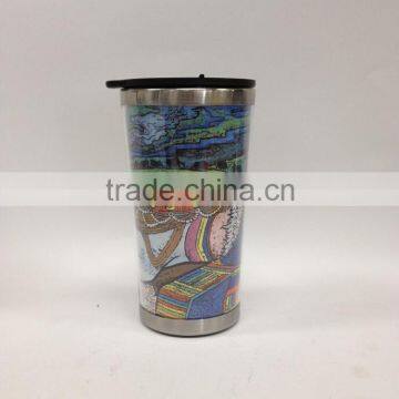 Double wall Inside stainless steel outside plastic coffee mug /travel mug