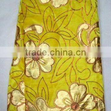 j195-2 yellow color swiss velvet fabric with pu for african dresses