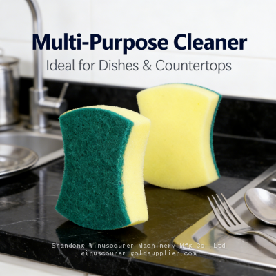 High Quality Scrub Sponge Cleaning Pad Kitchen Scouring Sponge Brush Double Layer Dish Washing Foam Cleaner for Home Use photo-4